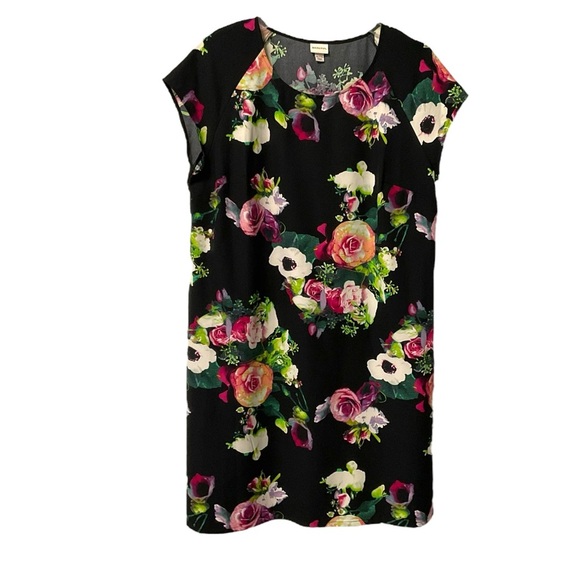 Merona Dresses & Skirts - Merona Floral Sheath Dress SZ XXL Black Pink Casual Lightweight Feminine Comfort